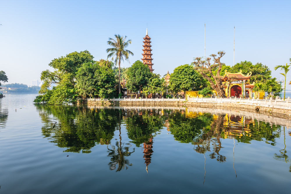Tran Quoc Pagoda, aka Khai Quoc , the oldest Buddhist temple in Hanoi, Vietnam